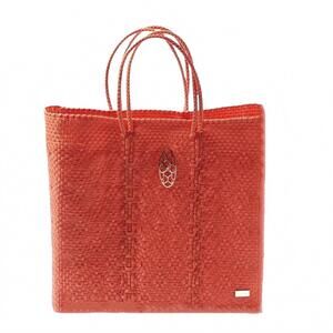 NEW LOLA'S BAG women's medium woven shoulder strap tote bag in orange